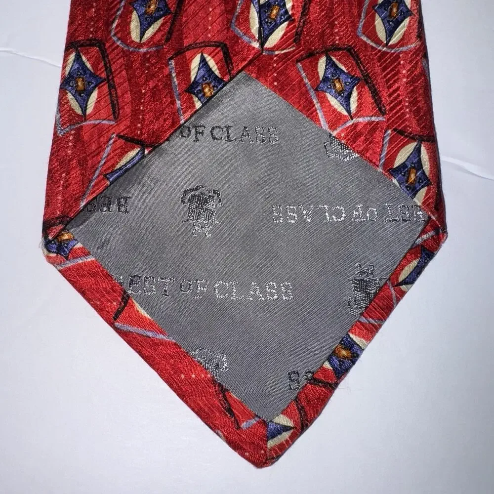 Robert Talbott Best Of Class Tie Red Geometric Abstract 100% Silk Made in USA